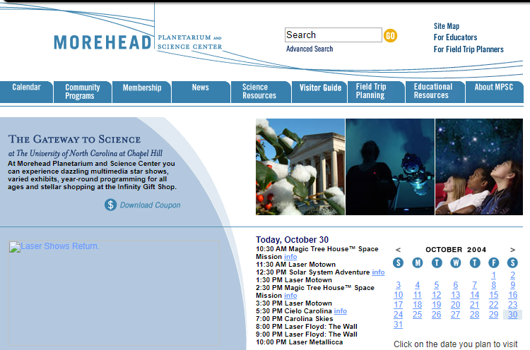 2004 Morehead homepage