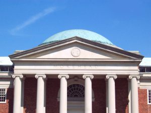 The pediment and dome of Morehead Planetarium and Science Center