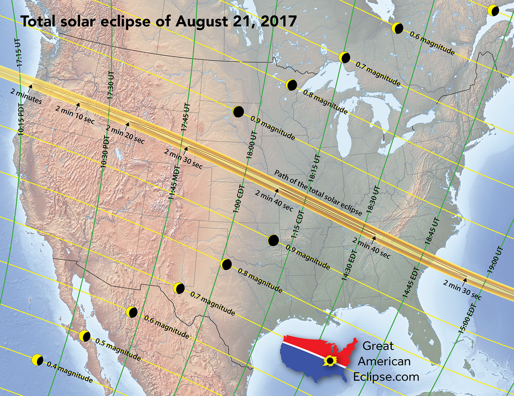 Path of 2017 total solar eclipse across the country