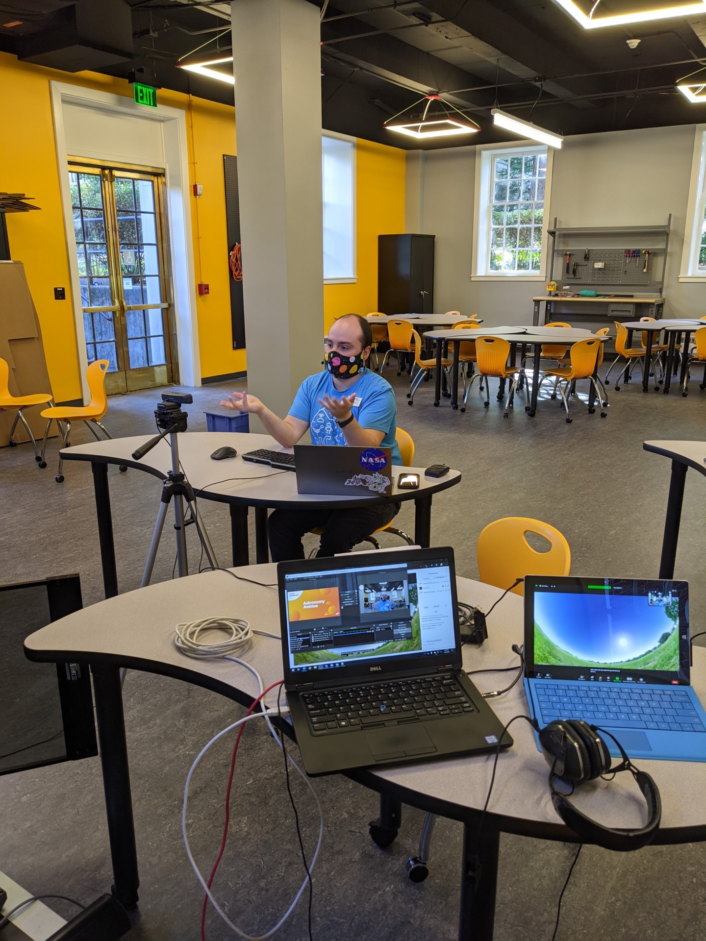 Behind the scenes virtual program with an educator on camera