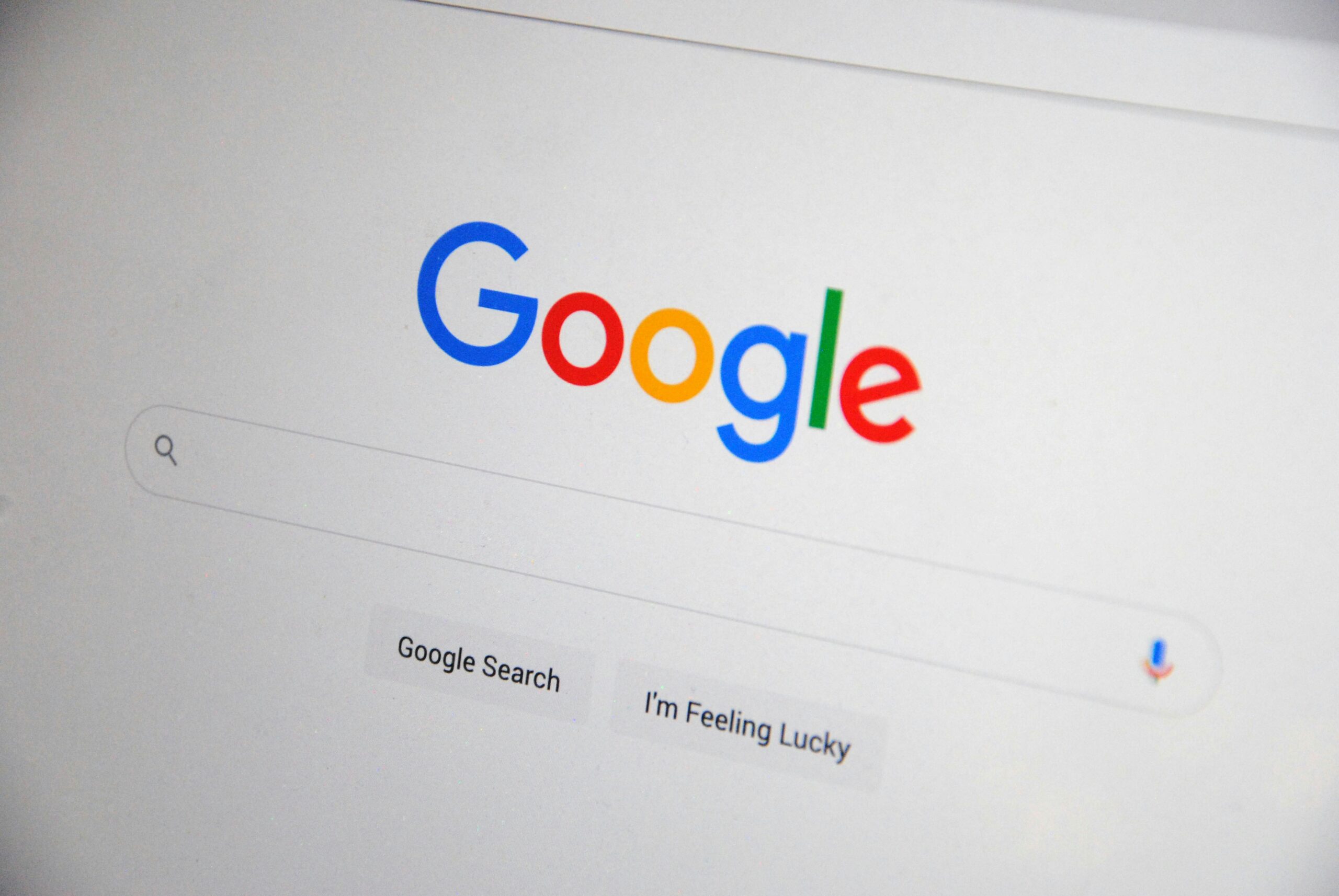 Google search engine on a laptop screen.