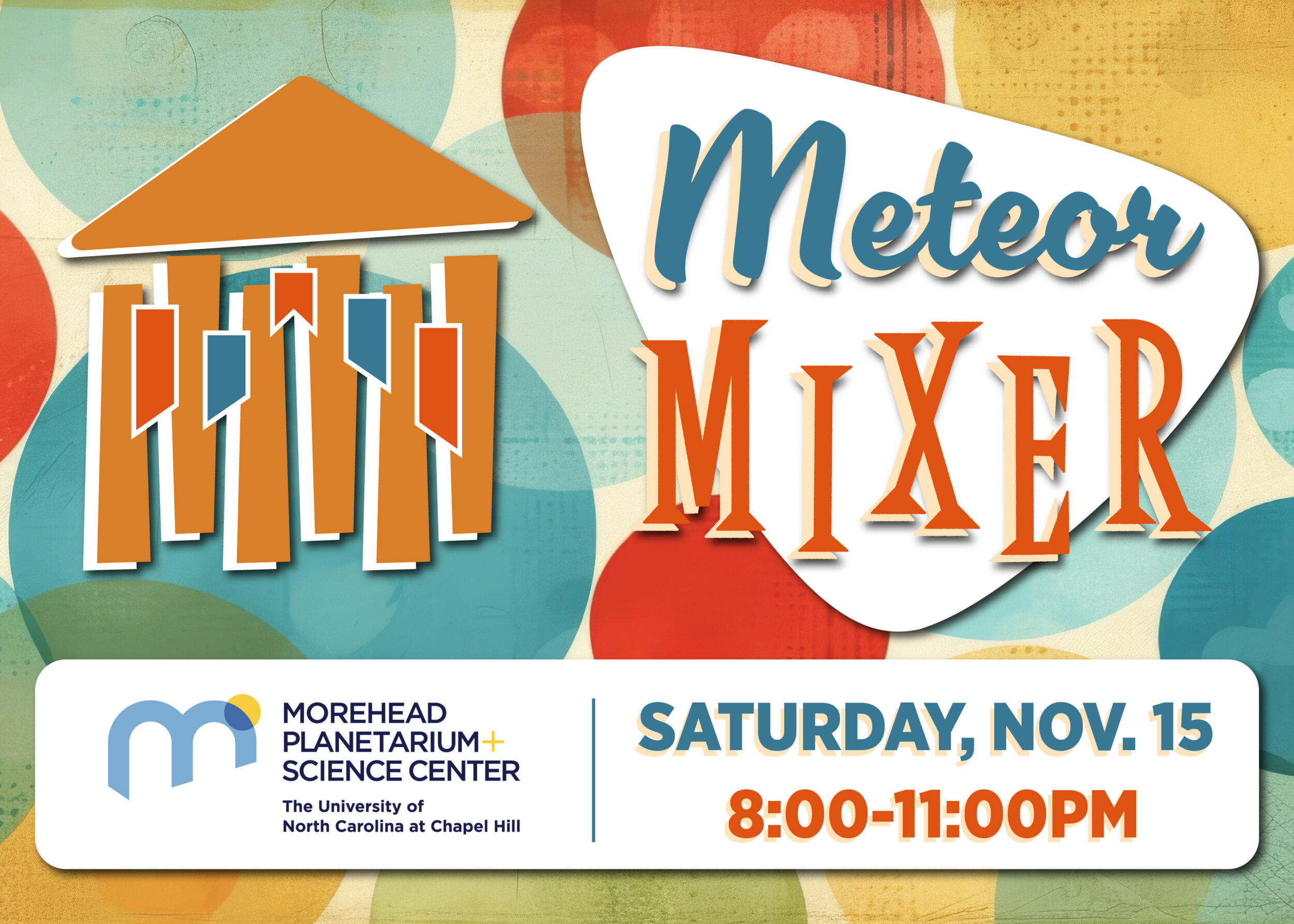 The Meteor Mixer graphic, complete with a retro-futuristic design.